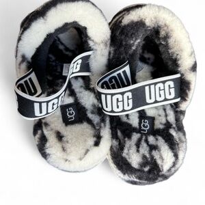 UGG Black and White Fluffy Footwear
